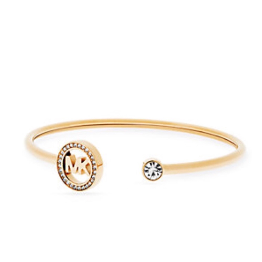 $78 Michael Kors Flex Fit Logo Bracelet gold